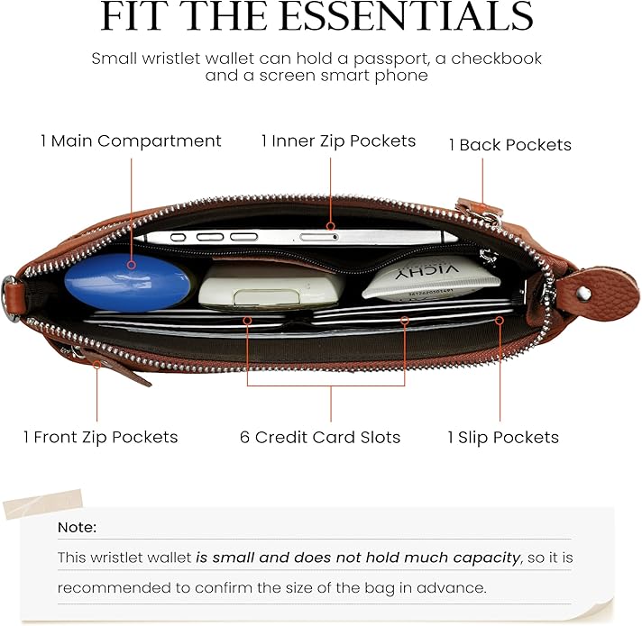 befen Genuine Leather Wristlet Clutch Wallet Purses with RFID Blocking, Small Crossbody Bags Shoulder Handbag for Women