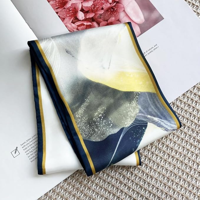 Silk Head Scarf for Hair Fashion Headwrap for Women Lightweight Neck Tie