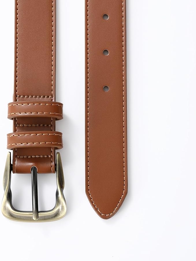 Women's Leather Belts with Gold Buckle Fashion Leather Waist Belt Elegant Ladies Belts for Jeans Gifts for Women