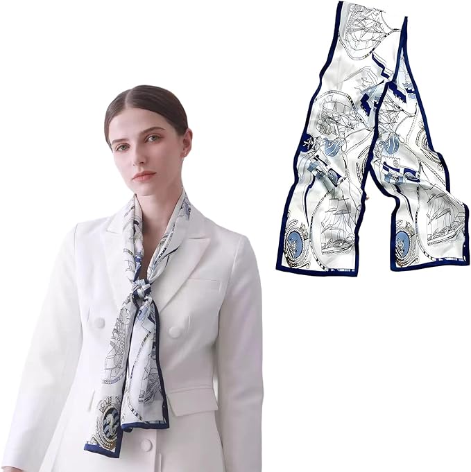 100% Mulberry Silk Ribbon Scarf for Hair Beach Head Wraps for Women Handbag accessories Necktie