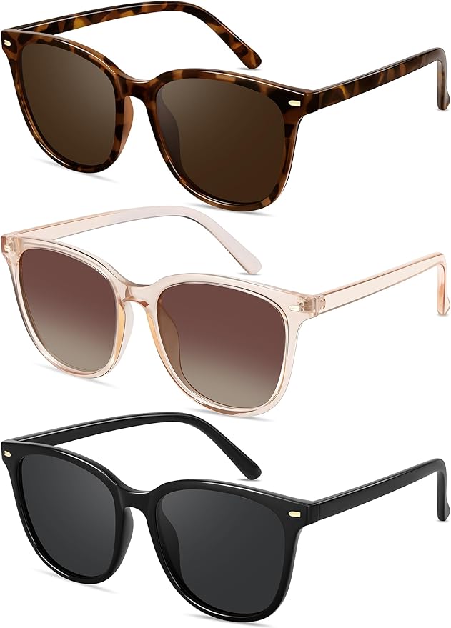 Retro Polarized Sunglasses for Women Men Big Frame Vintage Style Trendy Shade UV400 Protection Lens Sun Glasses