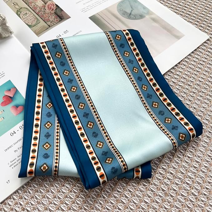 Silk Head Scarf for Hair Fashion Headwrap for Women Lightweight Neck Tie