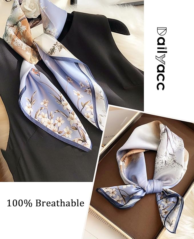 Dailyacc Hair Bandanas Scarf For Women Lightweight Fashion Neck Silk Satin Head Scarves For Sleeping Handbags Scarf