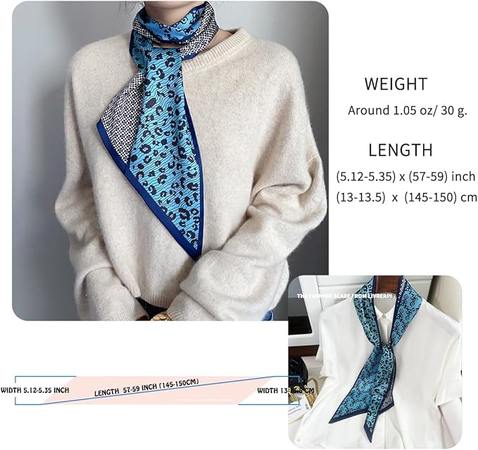 Livrerpi Silk Feeling Head Scarf Fashion Satin Hair Scarf Square Long Scarves for Women Gifts
