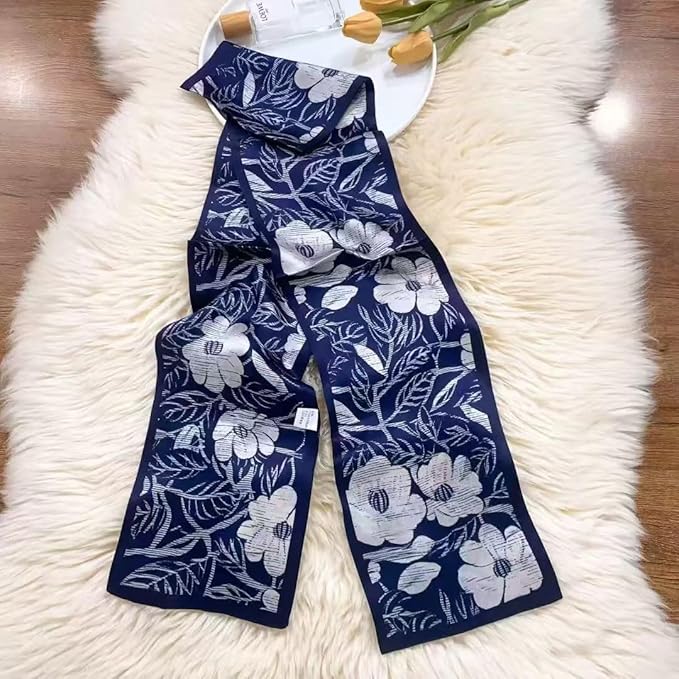 100% Mulberry Silk Ribbon Scarf for Hair Beach Head Wraps for Women Handbag accessories Necktie