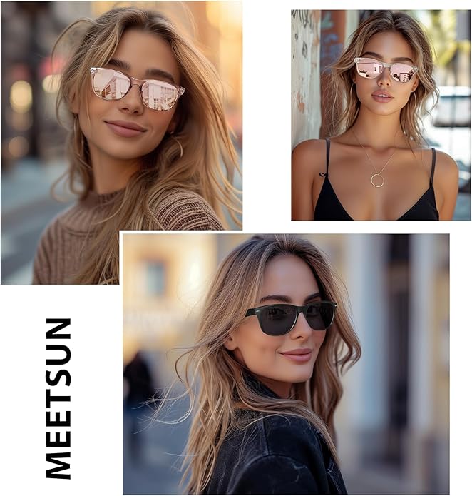 MEETSUN Classic Polarized Sunglasses for Women Men Trendy Retro Sun Glasses for Driving UV Protection (3 Pack)