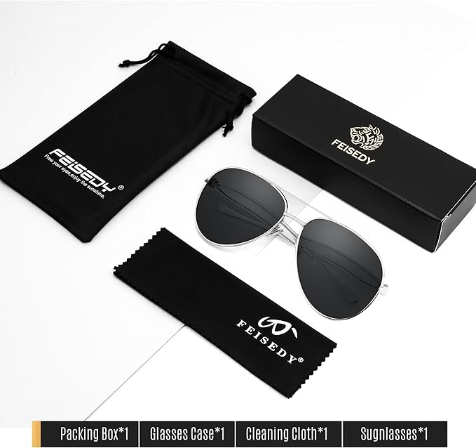 FEISEDY Oversized Aviator Sunglasses Women Men - Retro Gold Metal Chunky Frame, UV400 for Driving & Daily Wear B0311