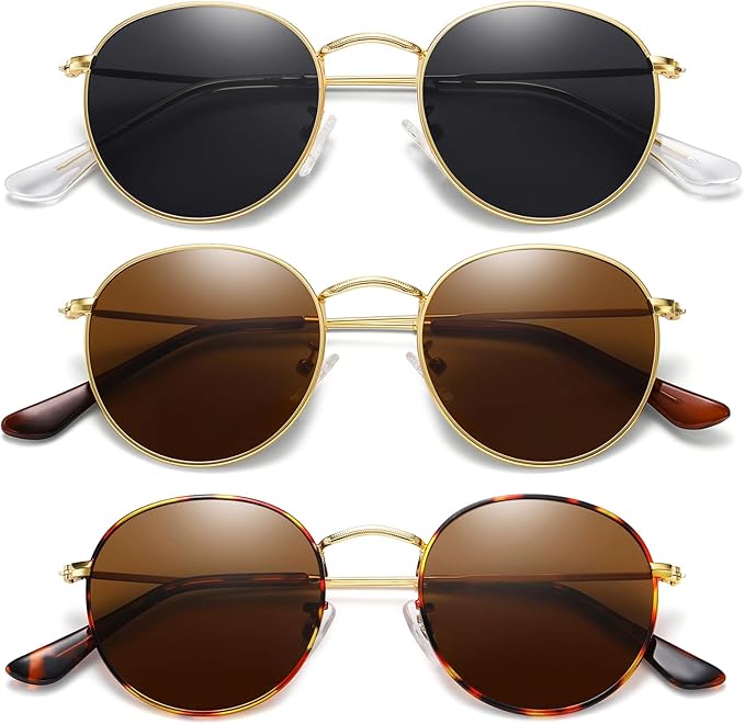 MEETSUN Round Polarized Sunglasses for Women Men Classic Retro Metal Frame Sun Glasses UV Protection