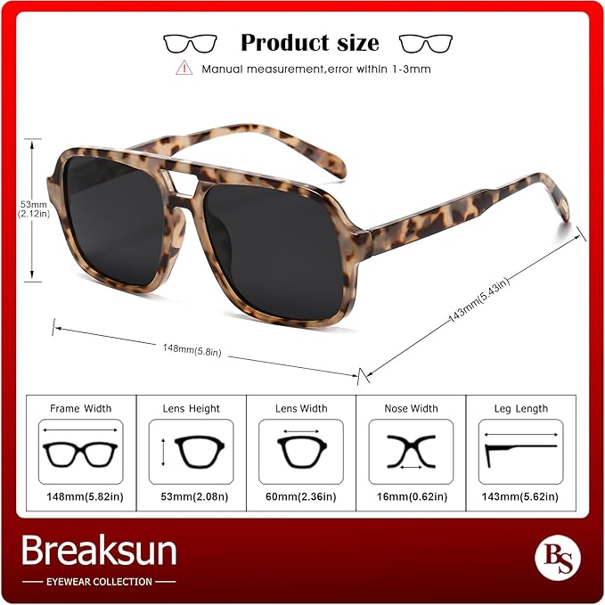 Retro Aviator Sunglasses for Women Men Trendy Classic 70s Square Aviator Sun Glasses Vintage Shades
