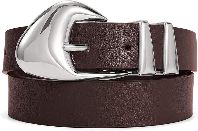 XZQTIVE Women's Leather Belts for Jeans Dress Pants Black Brown Belts for Women Ladies Waist Belts with Gold Buckle