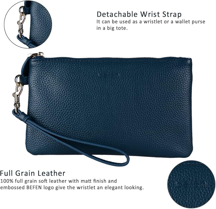 befen Genuine Leather Wristlet Clutch RFID Blocking Bag Cell Phone Wallet Purse Wristlet Wallet Purses and Handbags for Women