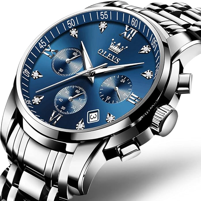 OLEVS Mens Watches Waterproof Stainless Steel Adjustable Bracelet Watch Quartz Analog Watch for Men Fashion Business Classic Mens's Wrist watch's Casual Watches Gold/Blue/Black/White/Face/Dial