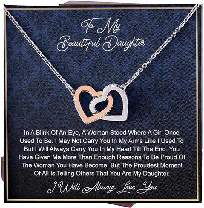 VIRAGIL To My Daughter Gift Necklace From Dad or Mom - Badass Daughter Jewelry With Heartfelt Message & Elegant Box