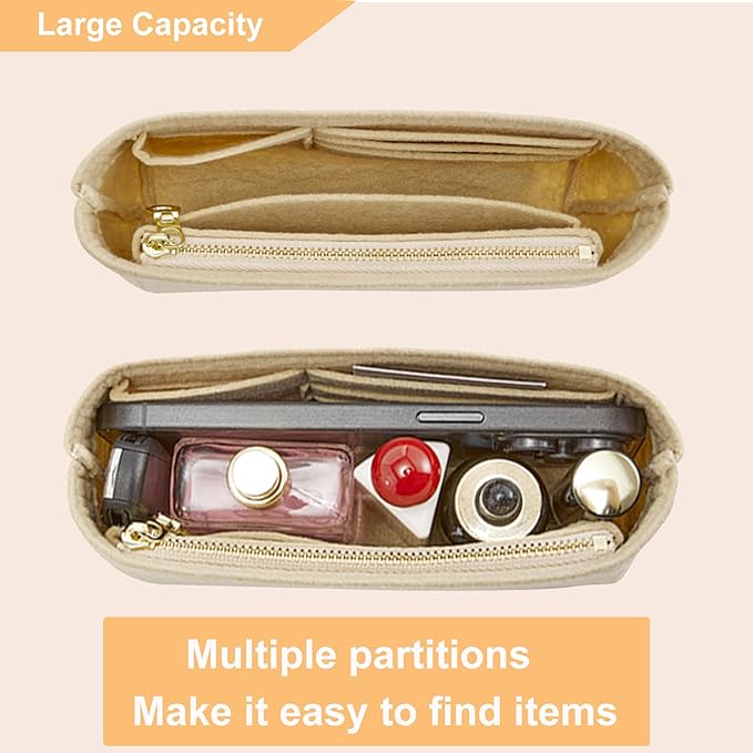 Doxo Purse Organizer Insert for Longchamp Mini/XS Handbags and Lv Neverfull BB (XS/BB,Beige)