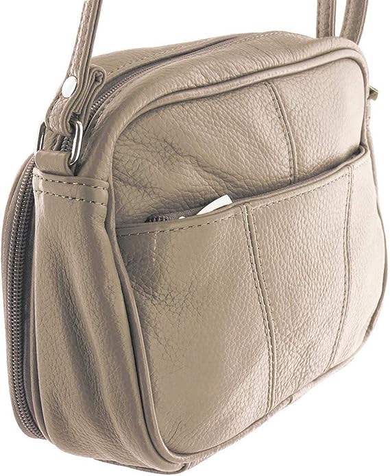 Cowhide Leather Women's Shoulder Purse Small Cross Body Organizer Bag with Many Pockets