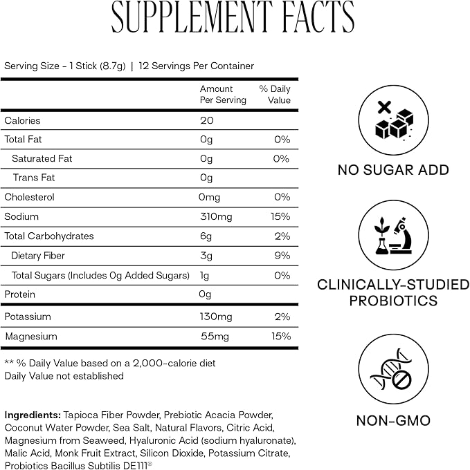 Happy Aging Happiest Gut Hydration Powder – Electrolytes + Probiotics + Dual Prebiotics + Hyaluronic Acid – Gut Balance, Skin Hydration & Daily Wellness – 12 Sticks (Red Berries)