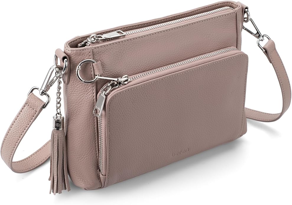 befen Anti Theft Genuine Leather Crossbody Bags for Women Handbags and Shoulder Basg with Built in Wallet RFID Leather Purse