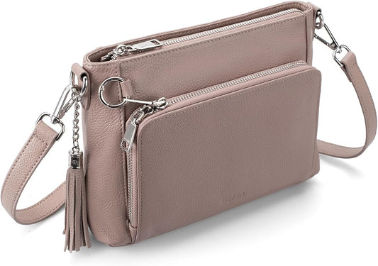 befen Anti Theft Genuine Leather Crossbody Bags for Women Handbags and Shoulder Basg with Built in Wallet RFID Leather Purse