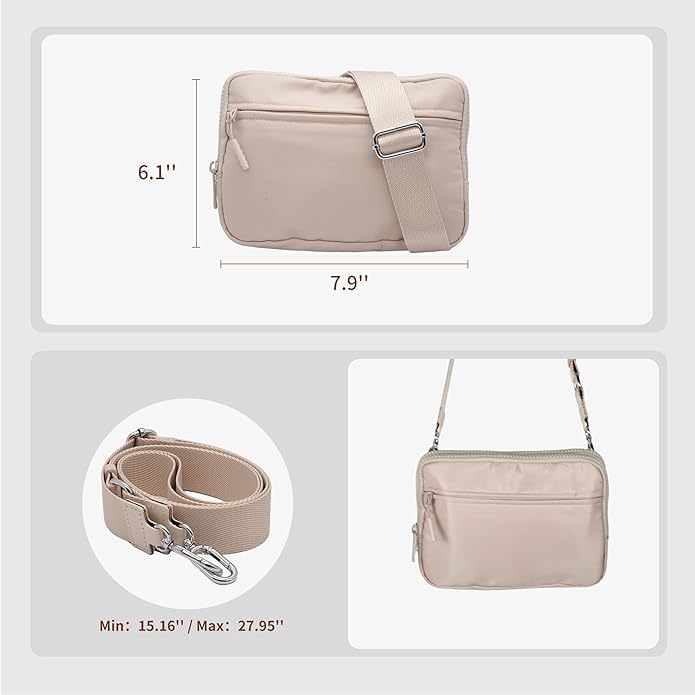 Wristlet Wallets for Women Checkered Nylon Quilted Wallet Travel Crossbody Bags with 4 Zippers Coin Card Phone Holder