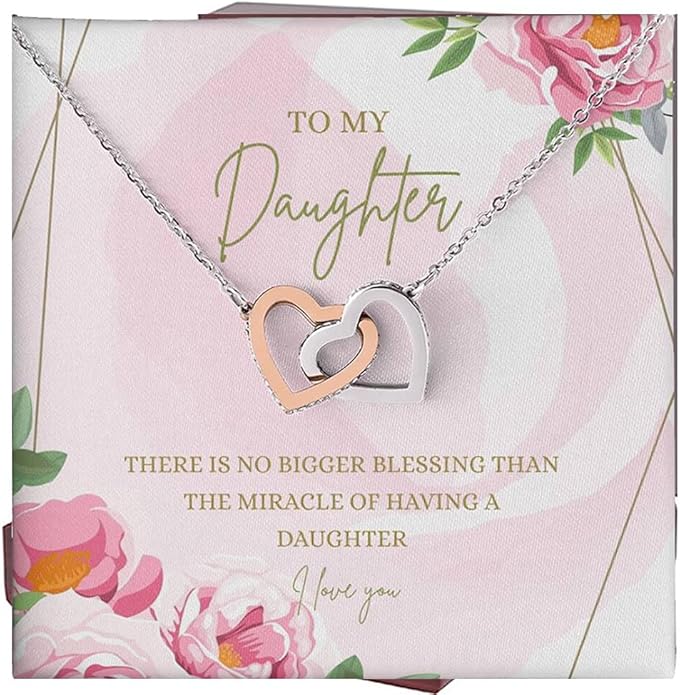 VIRAGIL To My Daughter Gift Necklace From Dad or Mom - Badass Daughter Jewelry With Heartfelt Message & Elegant Box
