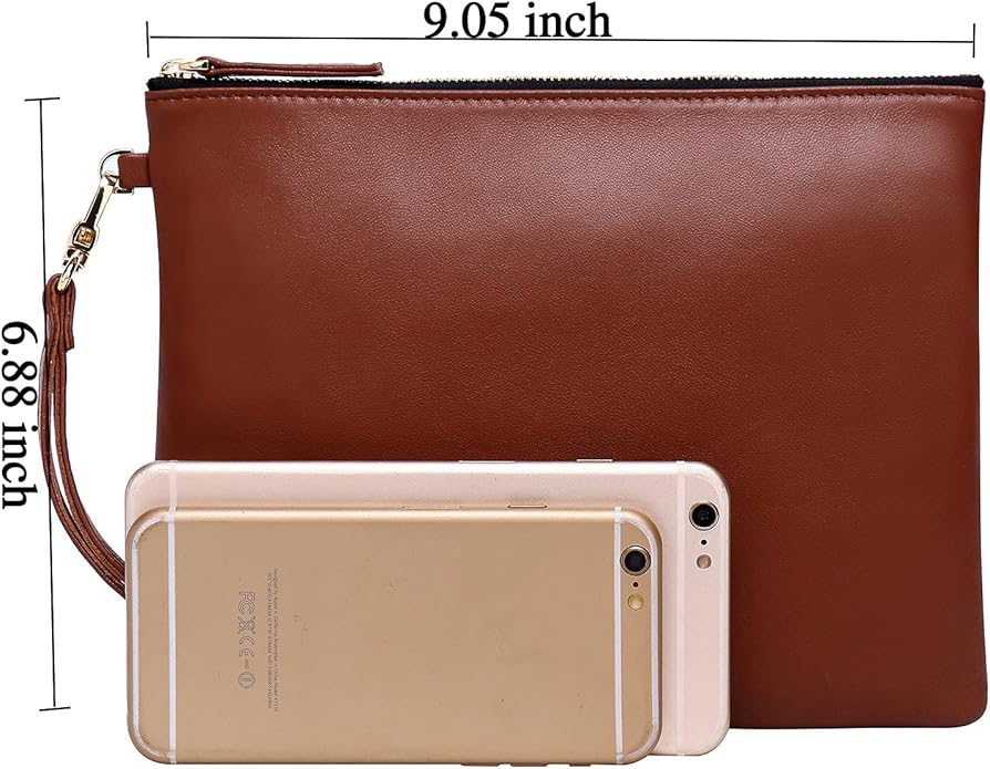 DORIS&JACKY Lambskin Leather Wristlet Clutch Purse for Women Soft Designer Slim Cell Phone Pouch Bag with Detachable Strap