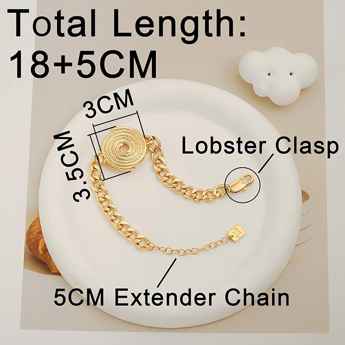 SOFYBJA 18k Gold Plated Personalized Chunky Cuban Oval Link Chain Bracelets for Men Toggle Rope Bracelet Jewelry for Women
