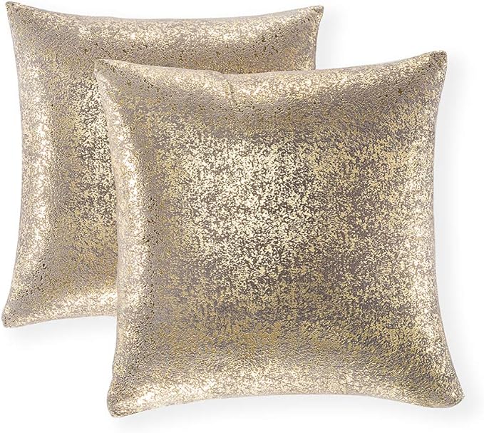 Sparkling Decorative Square Pillow Cases, Silver Grey Pillows, 18x18 inch Pillow Covers, for Home Sofa Couch Chair Back Seat Bedroom Car, Starry (Bronzing-Dark Gray)