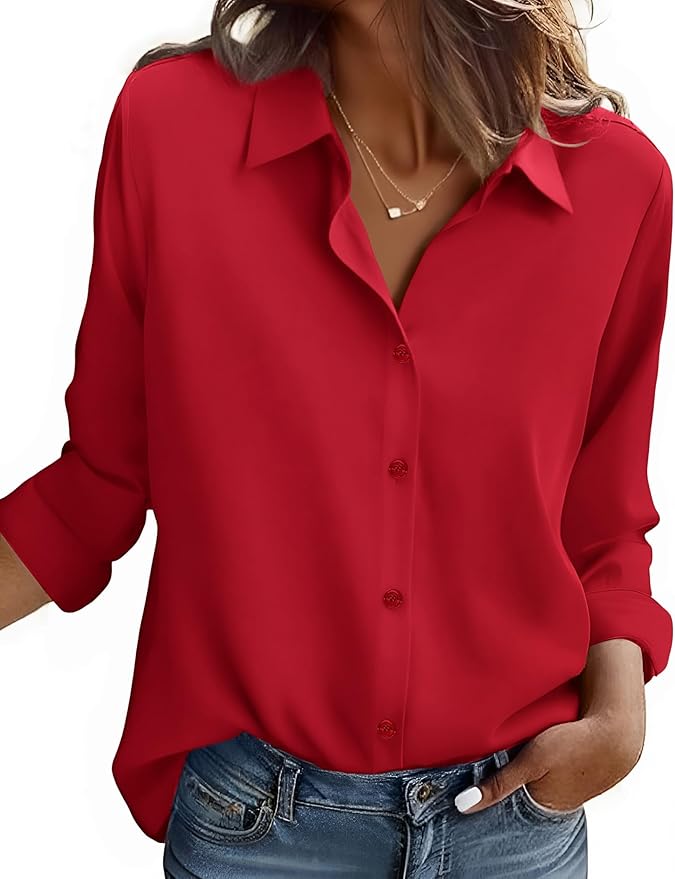 ZEAGOO Button Down Shirt for Women Long Sleeve Blouses Floral Printed Tops Business Casual Work Outfits S-XXL