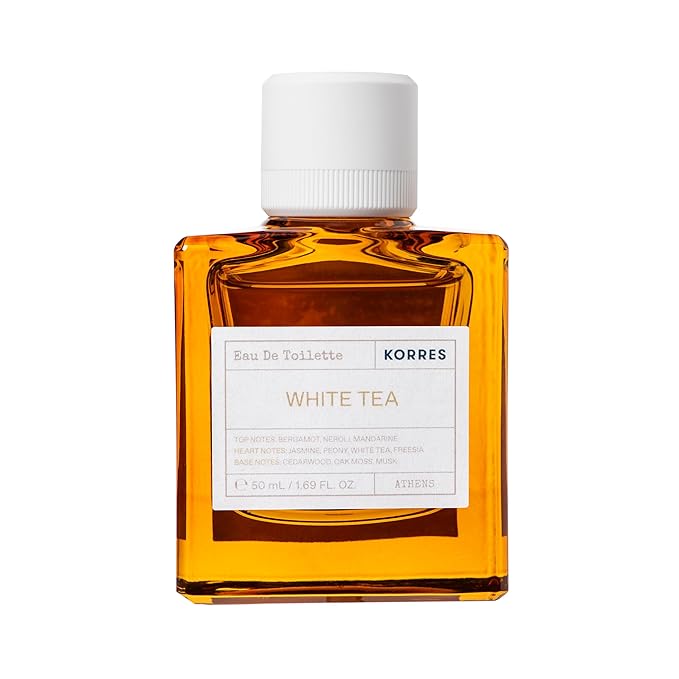 KORRES Eau De Toilette, White Tea Fragrance Spray, Unisex Perfume With Bergamot, Neroli, Mandarin Zest, Dewy White Tea Leaves And Soft Cedarwood, Light Floral Green Scent For Women And Men, 1.69 Fl Oz
