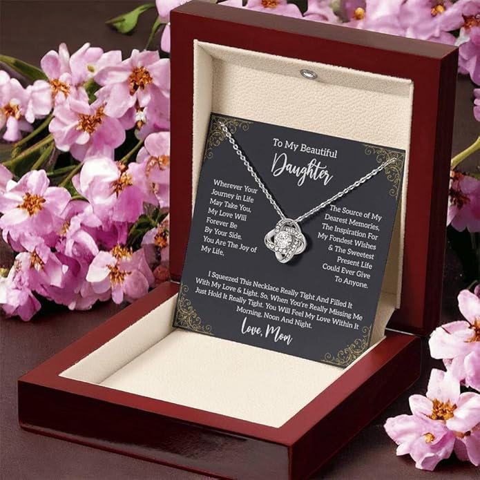 VIRAGIL To My Daughter Gift Necklace From Dad or Mom - Badass Daughter Jewelry With Heartfelt Message & Elegant Box