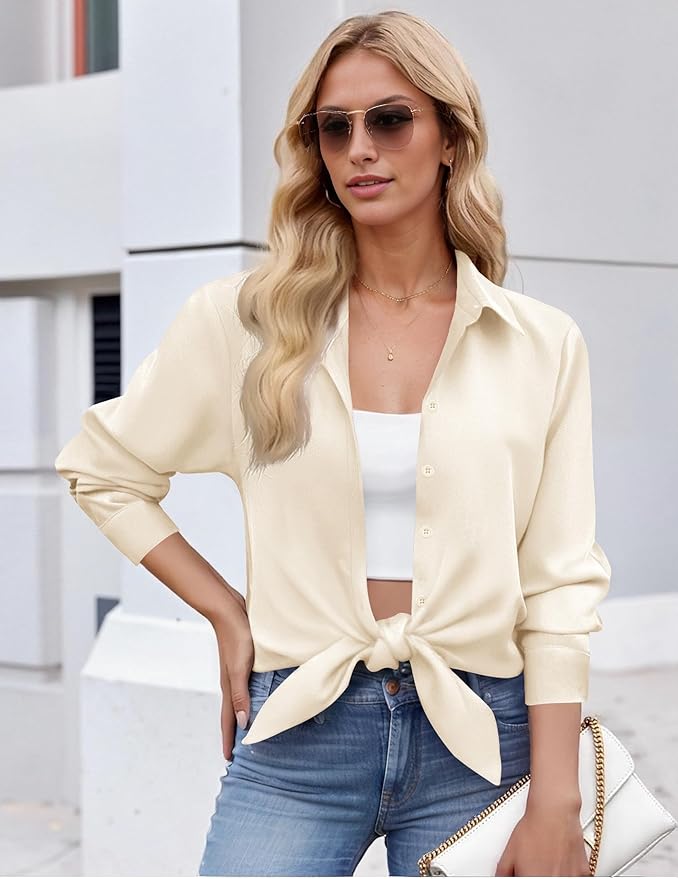 ZEAGOO Button Down Shirt for Women Long Sleeve Blouses Floral Printed Tops Business Casual Work Outfits S-XXL