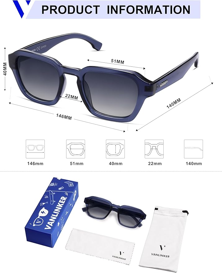 VANLINKER Retro Vintage Polarized Trendy Small Square Sunglasses for Women Men 2025 Fashion Shades VL9858