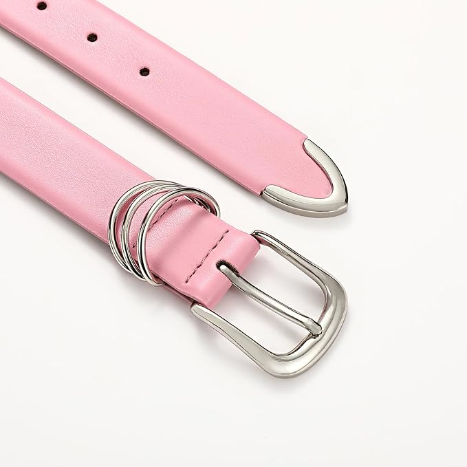 Women's Leather Belts with Gold Buckle Fashion Leather Waist Belt Elegant Ladies Belts for Jeans Dress & Casual Wear
