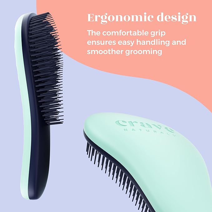 Crave Naturals Glide Thru Detangling Brush, Detangler Brush for Curly, Straight, Wet and Dry Hair Comb for Adults and Kids, Hair Accessories for Women, Turquoise and Black