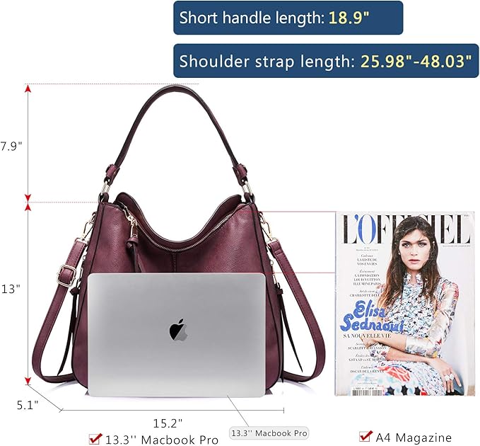 Realer Hobo Crossbody Bags for Women Designer Faux Leather Hobo Handbags Retro Large Size Shoulder Bag Bucket Purse
