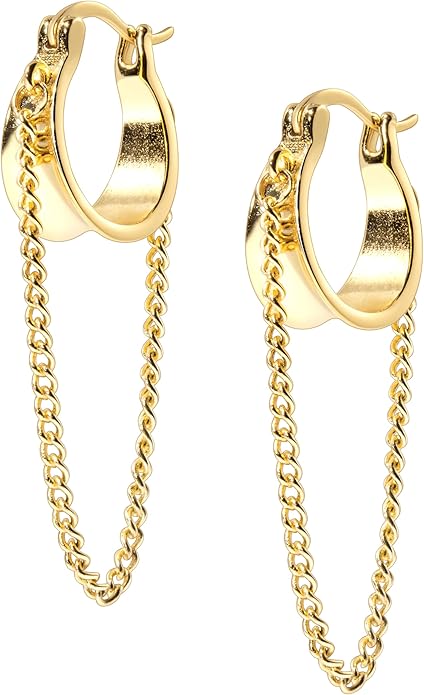 Gold Plated Statement Chunky Dangle Stud Earrings for Women, Gold Plated Hoop Knot Claw Earrings Tarnish Free Jewelry for Women Gifts