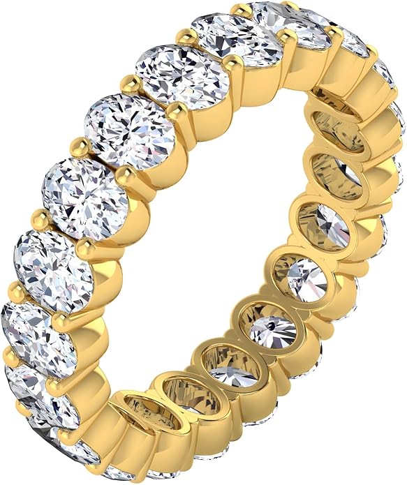 3.26 CTW Oval Cut Diamond Eternity Ring for Women in 14K White Gold/Yellow Gold | E-F Color, VS Clarity | Wedding, Anniversary, Luxury Fine Jewelry Gift | Lab-Grown Diamonds | Ring Size 6.5