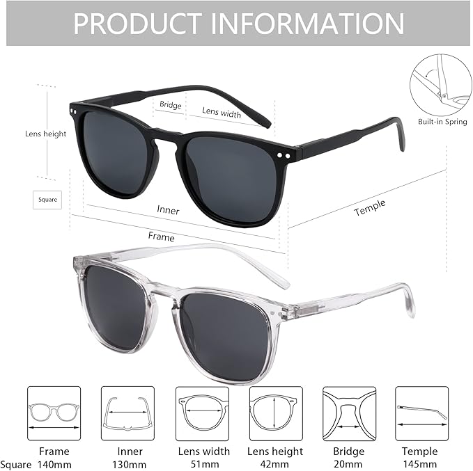 ZENOTTIC Polarized Sunglasses for Women Men: Retro Shades Round | Square Frame UV Protection 2 Pack