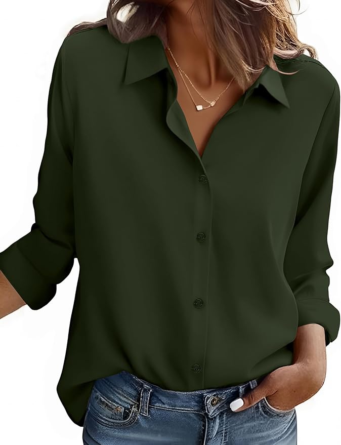ZEAGOO Button Down Shirt for Women Long Sleeve Blouses Floral Printed Tops Business Casual Work Outfits S-XXL