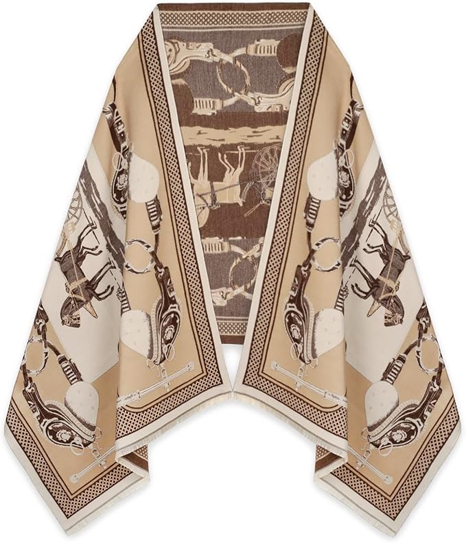 EXTREE Scarfs for Women Pashmina Silky Shawl Wrap for Evening Dressing Blanket Open Front Poncho Cape