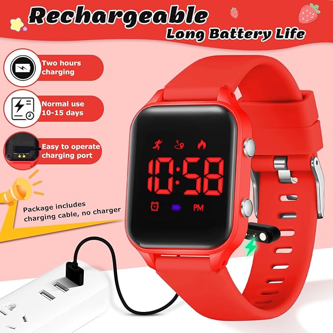 L LAVAREDO Kids Digital Watches for Boys Girls,Waterproof Sport Watch with Pedometer Stopwatch Vibration Alarm for Ages 5-13,No App Fitness Tracker Watch for Kids Teens Birthday Christmas Gifts