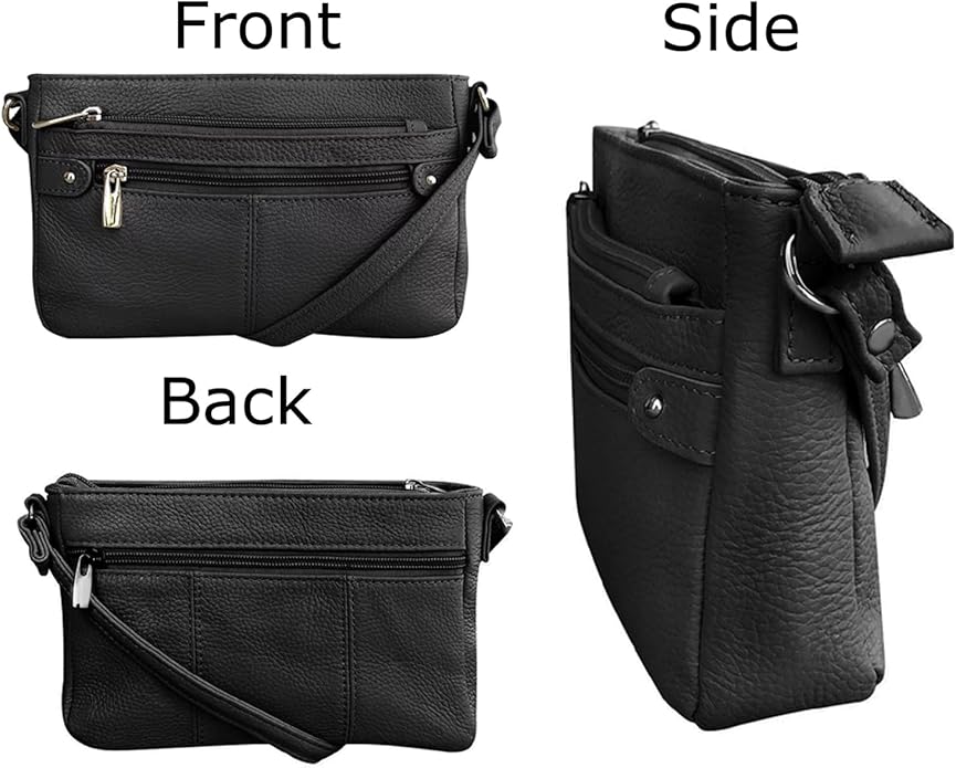 Cowhide Leather Women's Shoulder Purse Small Cross Body Organizer Bag with Many Pockets