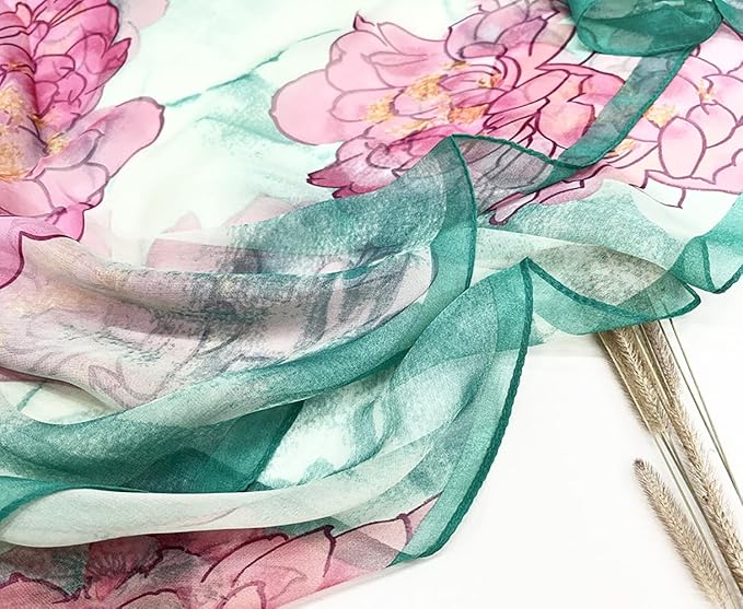 Pokeedioty Scarfs for Women Lightweight Fashion Scarves Elegant Floral Pattern Sheer Scarfs Sunscreen Shawls Wraps