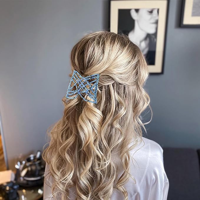 5 Pieces Stretchy Magic Comb Adjustable Elastic Hair Clip for Women Girls No Crease Pins Vintage Bun Maker Accessories for Curly Thick Wavy Hair Ponytail