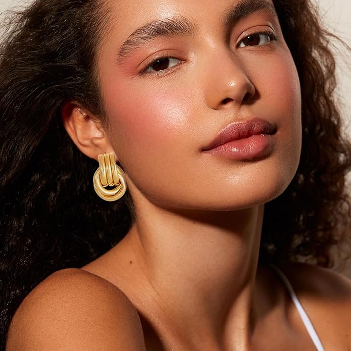 14K Gold Plated Knot Earrings for Women Gold Silver Earrings Heart Link Drop Dangle Earring Chunky Golden Knotted Statement Jewelry