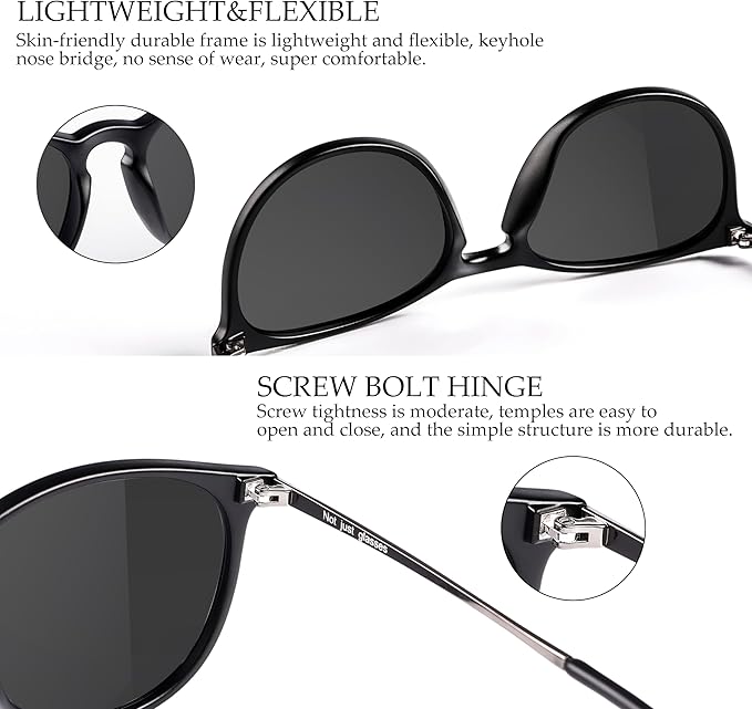 Vintage Round Polarized Sunglasses for Women Men Classic Retro Trendy Designer Style Sun Glasses UV400 Protection