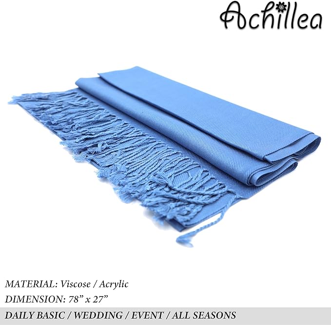 Achillea Soft Silky Pashmina Scarf for Women – Shawl Wrap for Evening Dresses, Bridesmaids, Weddings & Everyday Wear