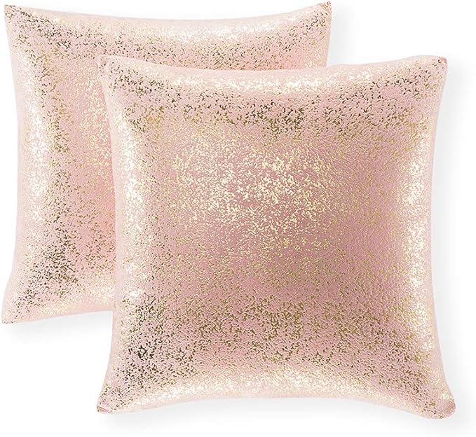 Xinrjojo Gold Pillow Cover, Throw Pillow Covers, Glitter Decorative Pillows Cases for Couch Sofa Home Decor,Vintage Shining & Starry 20 X 20 Inches (Bronzing- Light Pink)