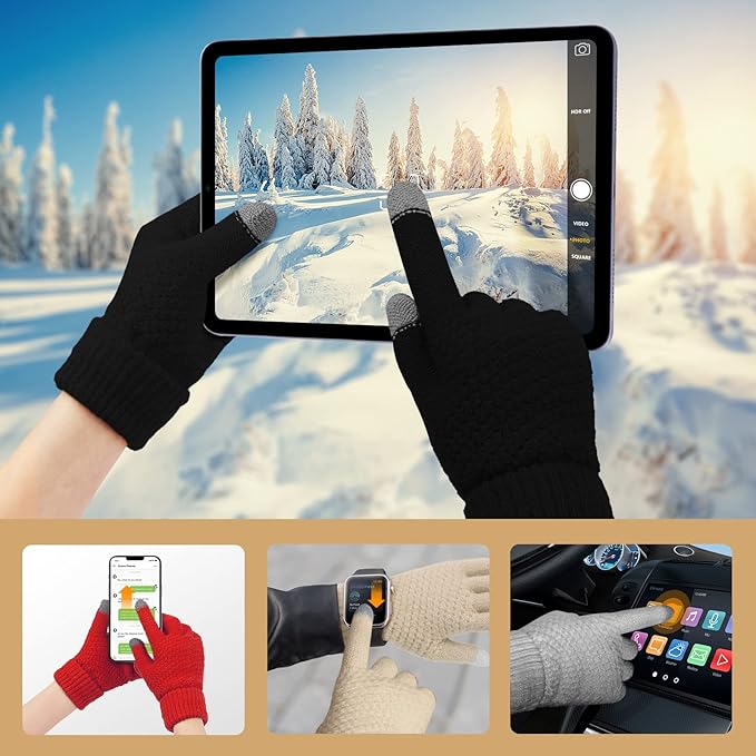 Omisy 4 Pairs Winter Gloves Women Touchscreen Cold Weather, Valentines Day Gifts for Her Wife Mom Girlfriend, Wam Mitten