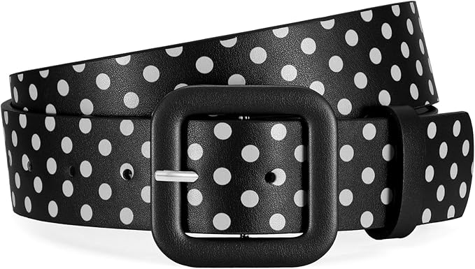 WHIPPY Women Leather Belt Candy Color Fashion Square Buckle Belt Ladies Belt for Jeans Pants Dresses